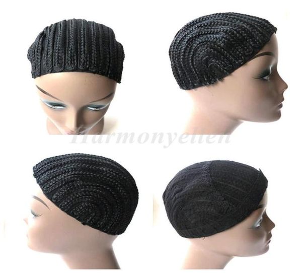 1pclot cornrow peruca boné para mais fácil costurar inbraided peruca bonés crotchetcaps para fazer wigglueless cabelo net forro crochê peruca caps2701142