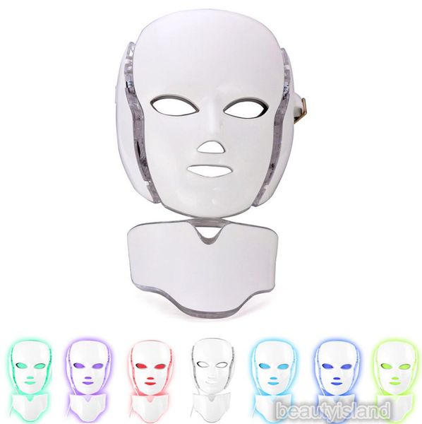 Maschera facciale a LED per terapia della luce PDT con 7 colori Pon per il ringiovanimento della pelle del viso e del collo Maschera facciale a LED con microcorrente Persona5668872