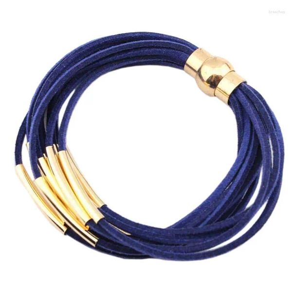 Charme Pulseiras 10 Cores Opção Tubo De Ouro Multi Camada 12 Veludo Ímã Mulheres Moda Fecho Magnético Pulseira