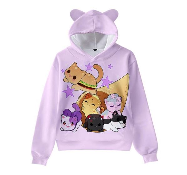 Мужские толстовки с капюшоном Aphmau Merch, детская толстовка с капюшоном для мужчин и женщин, толстовка в стиле Харадзюку, уличная одежда в стиле хип-хоп, Kawaii, пуловер с кошачьими ушками1361300