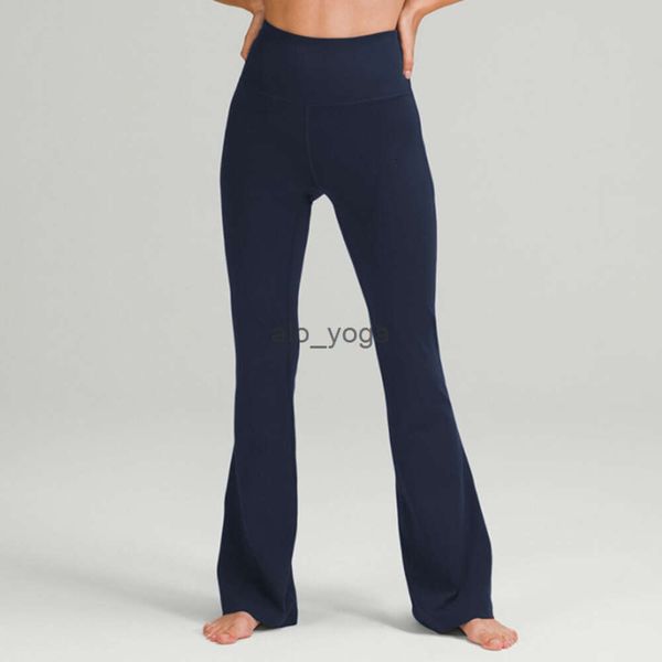 2024ss Lu-088 groove fitness gym mulheres calças de yoga elástico perna larga flare leggings cintura alta fina verão flare pant