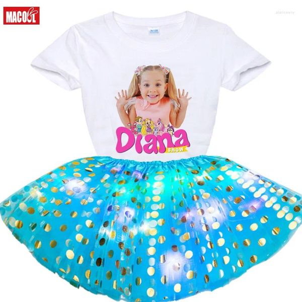 Kleidungssets 2024 Mädchen Kleid Kinder Mädchen Geburtstagsfeier Niedliches T-Shirt Prinzessin Tutu Design Ihr Name und Nummer Geschenk