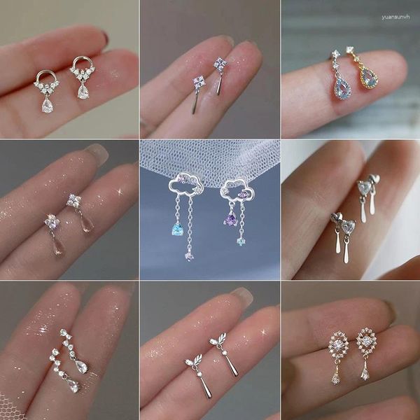 Ohrstecker Mode Wassertropfen Hängend Für Frauen Silber Platte Kristall Einfache Party Hochzeit Ohr Piercing Schmuck Geschenke