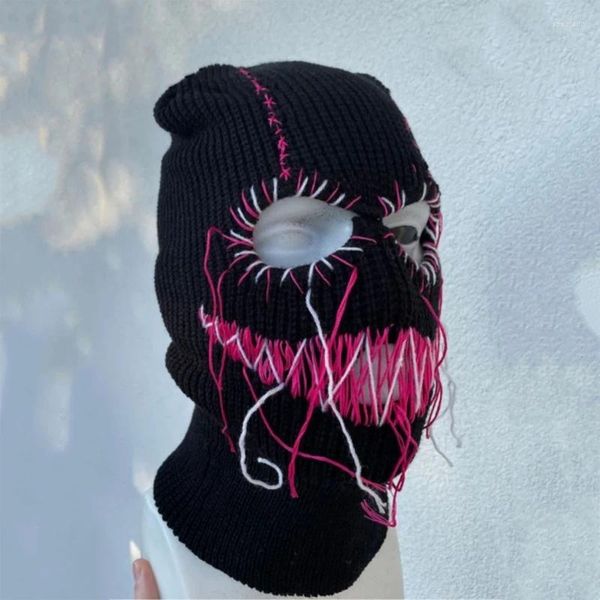 Boinas Halloween Balaclava Engraçado Máscara Facial Angustiada Chapéu Assustador Com Capuz De Malha