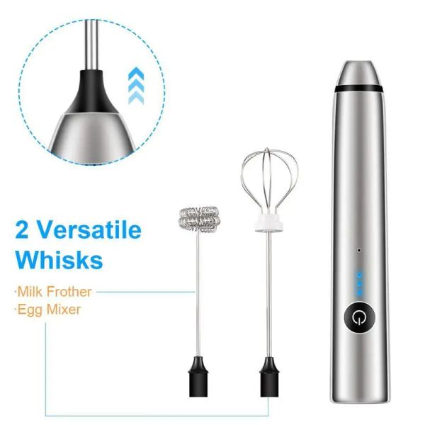 Tools MQ Multifunktions-Küchen-Mini-Eierschläger mit elektrischem Griff, drehbarer Schneebesen für Milch, Getränke, Kaffee, Shake, Milchaufschäumer