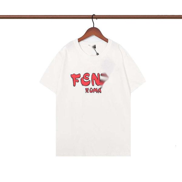 Fendyly camiseta designer de moda de luxo masculina qualidade superior solta e confortável camiseta manga curta unisex puro algodão romano casual