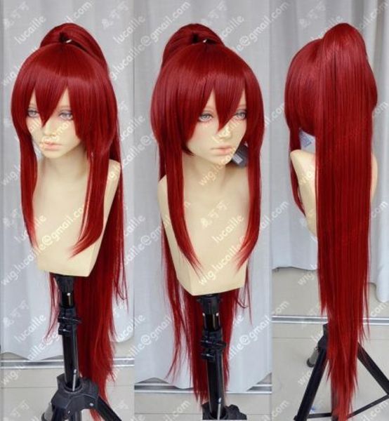 High Quality Anime Fairy Tail Erza Scarlet 100cm Long Ponytail Cosplay Wig E0649939651