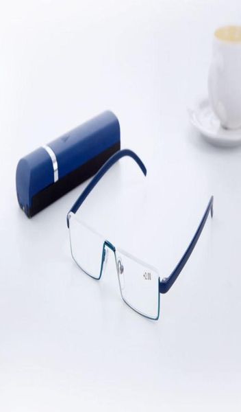 Röhrenhalbrahmen-Lesebrille für Damen mit Etui, günstige, unzerbrechliche Lesebrille, leistungsstarke, leichte Vergrößerung, TR90-Stärke, 1005199044