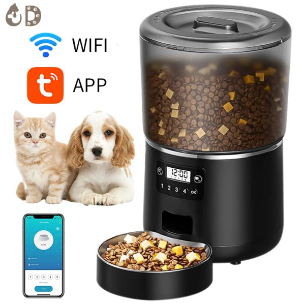 Alimentadores 4L Alimentador automático para gatos Pet Smart Cat Food Kibble Dispenser Timer Tigela de aço inoxidável Alimentador automático para gatos Acessórios para cães