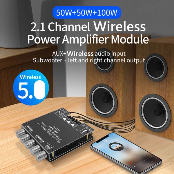 Hoparlörler ZKMT21 ZK502L 50WX2 Bluetooth 5.0 Dijital Güç Amplifikatör Kartı Subwoofer Hoparlör Aux Ses Stereo Amp Modülü Ev için