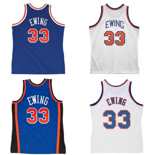 Genähte Patrick Ewing Fadeaway-Basketballtrikots 1985–86, 91–92, 95–96, blaues Mesh-Hardwoods, klassisches Retro-Trikot, Herren, Damen, Jugend, S-6XL