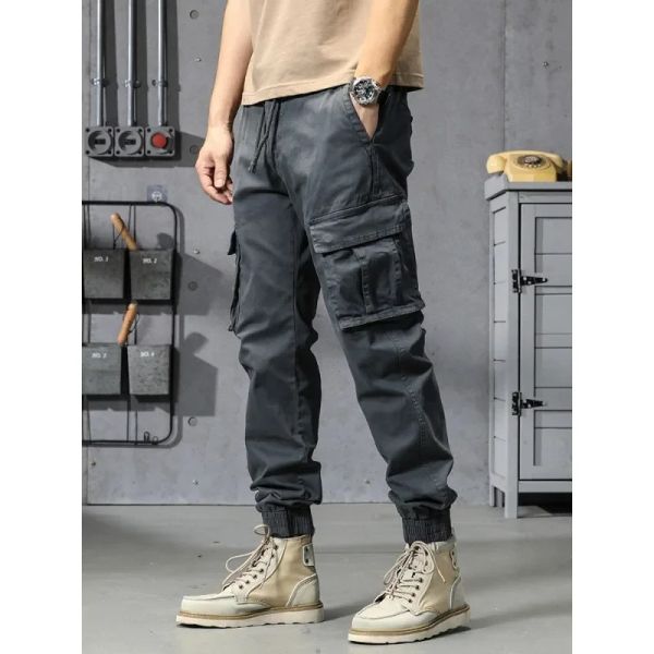 Pantaloni primavera estate di pantaloni da carico di cotone multipocket militari slim jogger jogger da lavoro abbigliamento casual cotone pantaloni tattici