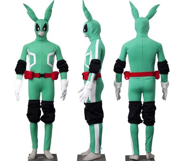 Meu herói academia izuku midoriya macacões cosplay traje boku nenhum herói academia bodysuit terno verde máscara facial completa adulto crianças 7845787