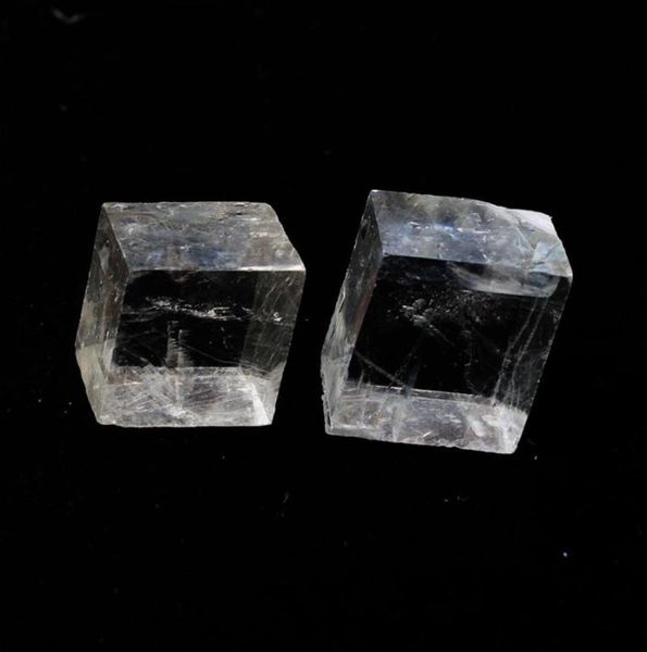 Pedras de calcita quadradas naturais transparentes, 2 peças, islândia, cristal de quartzo, pedra energética, amostra mineral, cura8740196