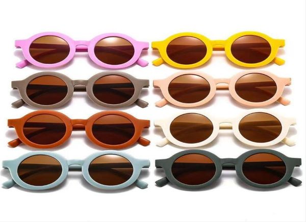 Sonnenbrille Kinder Designer Sonnenbrille Kind Spiegel Sonnenschutz Brillen Candy Farbe Solide Retro Runde Rahmen Brillen Für Jungen Mädchen1632490