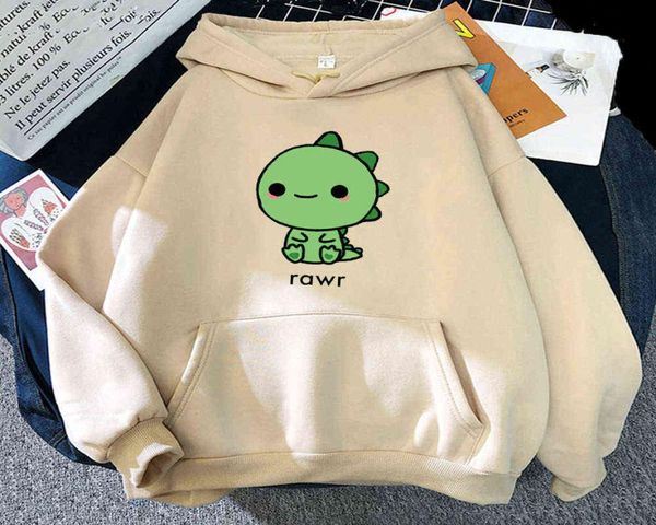 Kawaii Felpa con cappuccio da donna Piccolo dinosauro Cartone stile coreano Felpa taglie forti Manica lunga Carino Streetwear Estetico Abiti larghi Q6361198