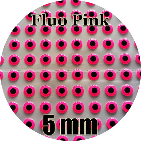 Iscas 5mm 3D fluorescente rosa/700 olhos de peixe holográficos 3D moldados macios, amarração de mosca, gabarito, fabricação de isca, artesanato