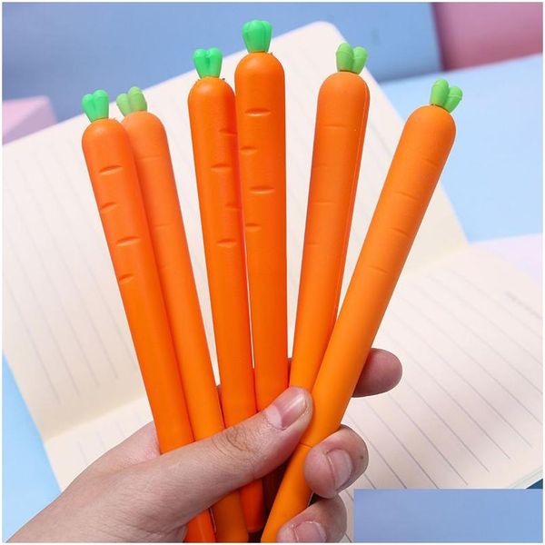 Jel Pens Toptan Havuç Silindire Beyin Kalem 0.5mm Turuncu Sebze Şeklinde Öğrenci Kırtasiye Noel Hediyesi Dam Döküm Ofisi DH1SA