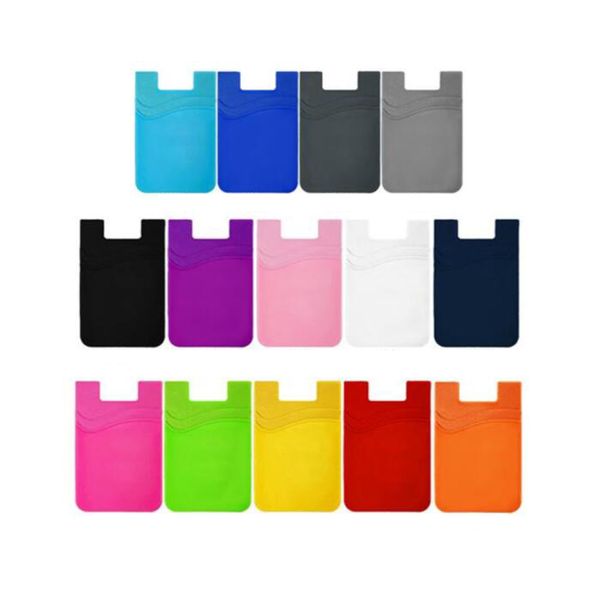 Casa Carteira Telefone Carteira Pegajosa Silicone Autoadesivo Capas de Bolso para Cartão de Crédito Colorido Carteira Inteligente Silicone Bolsa para Telefone 3M Pegajosa