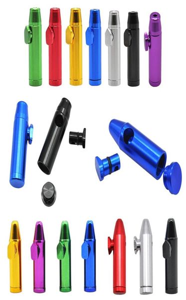 Bullet Rocket Shape Snuff Snorter Smoking Pipe Aluminium Metall Sniff Dispenser Nasal Sniffer Tobacco Herb Accessories2030315