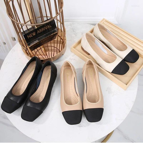 Scarpe eleganti 2024 Donna casual Punta quadrata Moda Bella Tacco nero spesso Tacco alto 3 cm Elegante Mary Jane a piedi nudi Lavoro femminile