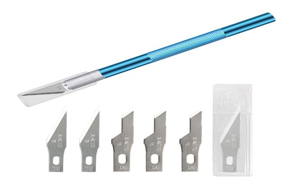 Lega di alluminio Aggiornamento Precisione Intaglio Exacto Coltello Artigianale Kit Hobby 6 Lame di Coltello di Ricambio per Arte Scrapbooking Stencil6934494