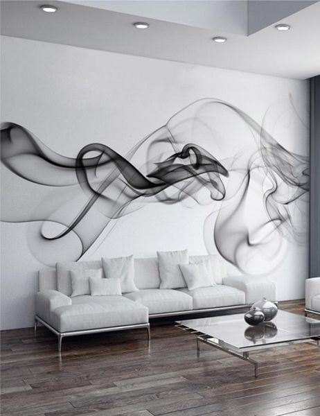 Moderno astratto bianco e nero fumo nebbia murale carta da parati soggiorno camera da letto arte decorazioni per la casa autoadesivo impermeabile adesivo 3D 24469219