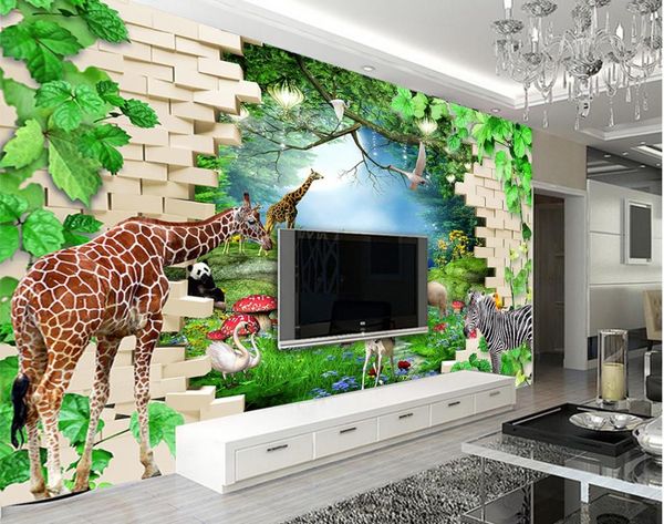 2021 Özel 3D Duvar Kağıdı Hayvan Jungle Duvar Kağıtları Ev Dekor Oturma Odası Yatak Odası Peyzaj Arka Plan Mural3227268