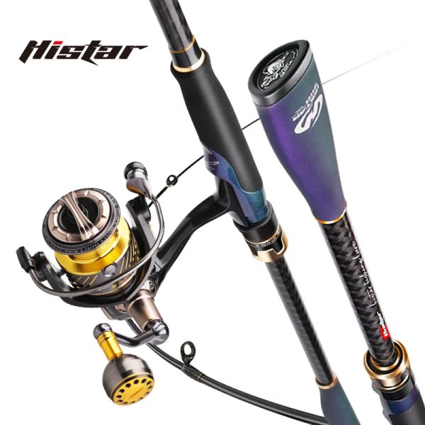 Combo Histar Waves Fishing Combo Toray High Carbon Long Casting Rod Black Mamba oder E leichte Metallspule Spinnrollen-Set