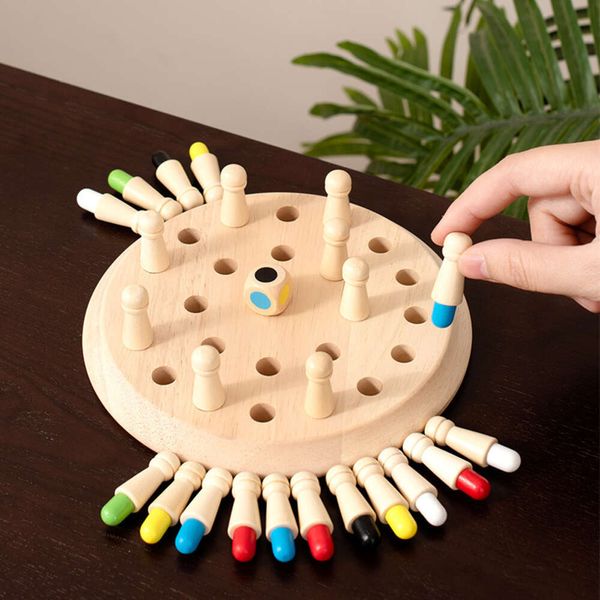 Multifunktionale Holzübungen für Kinder, Farbgedächtnis, Kognition, Brettspiel, Schach, Puzzle, Spielzeug für Jungen und Mädchen, Geburtstagsgeschenke für Kinder