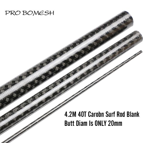 Hastes Pro Bomesh 1 em branco 4.2m 398g 3 seção 40t fibra de carbono vara de surf em branco 3k reforço de carbono parte conjunta diy reparo de vara de pesca