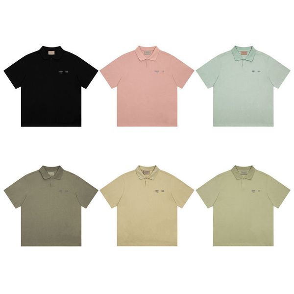 Sommer neues Produkt EssentialsTees Flip-Kragen reflektierender Buchstabe bedrucktes T-Shirt für Herren und Damen, lässiges Sport-Poloshirt, dünnes, lockeres Kurzarm-T-Shirt