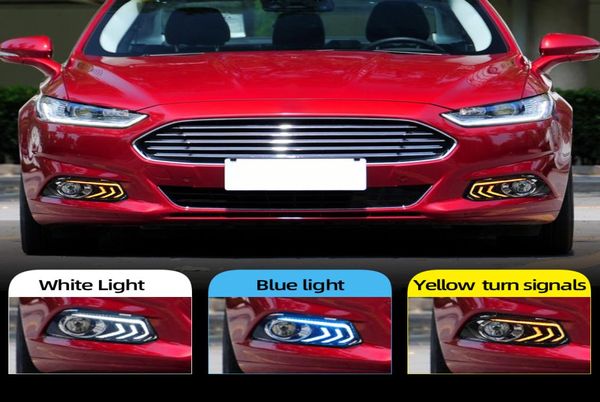 2PCS Per Ford Mondeo Fusion 2013 2014 2015 2016 Auto DRL 12V LED Daytime Corsa e Jogging Luce Con Turno giallo Segnale Relè6278173