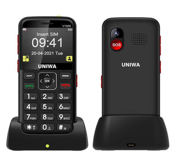 USA Europ 4G 3G Mini telefoni cellulari Dialer Bluetooth MP3 MP4 FM Fotocamera SOS Torcia 1800mAh Base di carica per voce grande Cellulare senior Dual 3955653