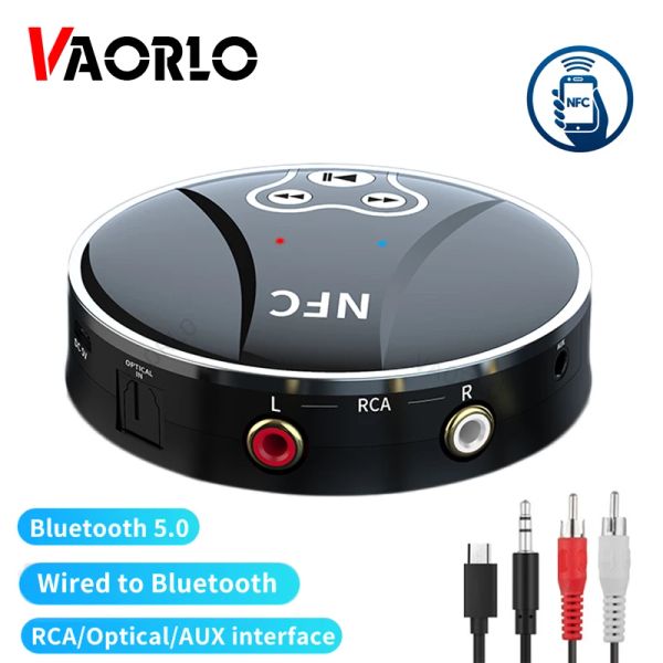 Altoparlanti VAORLO NFC Bluetooth 5.0 Ricevitore Trasmettitore Jack AUX da 3,5 mm Adattatore audio wireless stereo ottico RCA per PC TV Kit per auto Altoparlante