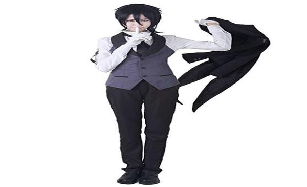 Traje de cosplay de mordomo preto Kuroshitsuji Sebastian fraque6862837