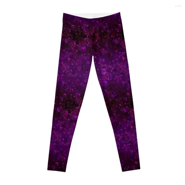 Pantaloni attivi Viola Nero Glitter Coriandoli Leggings Camicie sportive a vita alta da donna Palestra Leginsy Push Up da donna