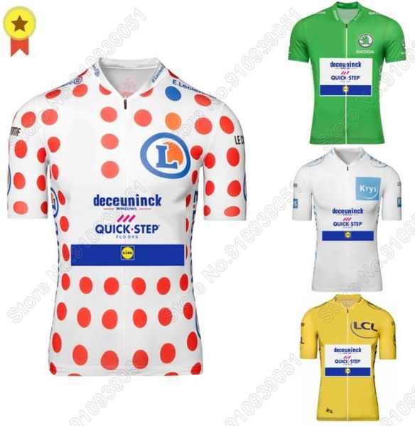 Conjuntos de Corrida Quick Step France Tour Ciclismo Jersey Amarelo Branco Verde Vermelho Bicicleta Jerseys Polka Dot Roupas Road Bike Camisas Maill4745703