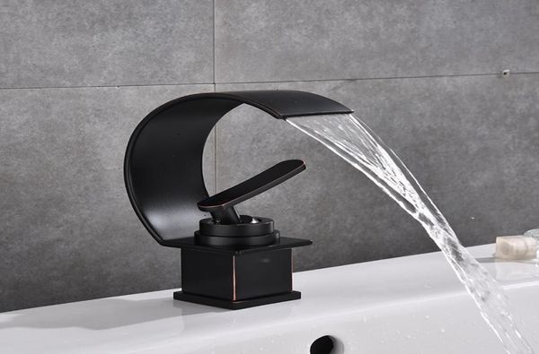 Rubinetti per lavabo Rubinetto per bagno moderno in bronzo nero Rubinetti a cascata Rubinetto monoforo per acqua fredda e acqua Rubinetto per lavabo Rubinetti miscelatori4044374