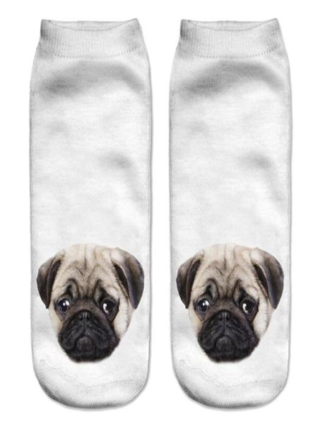 Whole Lovely 3D Möpse Hunde bedruckte Socken Damen Neue Unisex Niedliche Low Cut Söckchen Baumwollsocke Women039s Casual Charactor S7997145