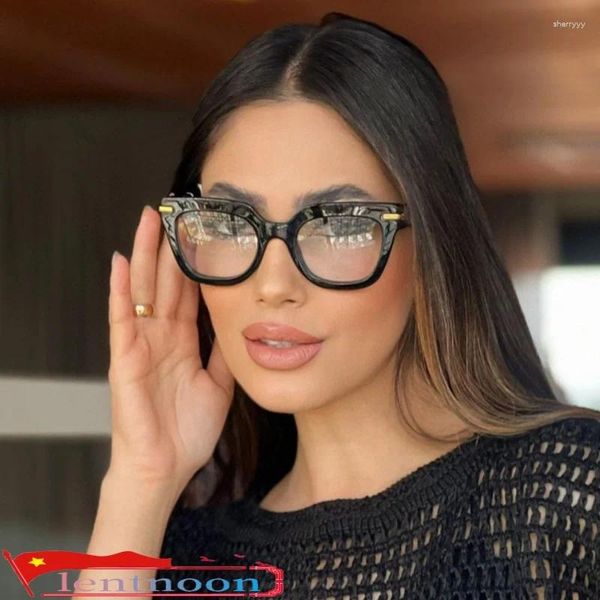 Montature per occhiali da sole Occhiali da donna Occhiali da vista Fibra di acetato Moda classica Nero Modello di celebrità Lettura del computer Occhio ottico
