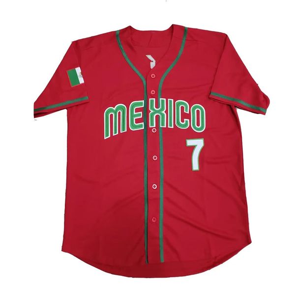 Baseball Jersey Mexiko 7 URIAS 56 AROZARENA Japan 16 OHTANI Nähen Stickerei Trikots Sport Outdoor Rot Weiß Welt WBC 240228