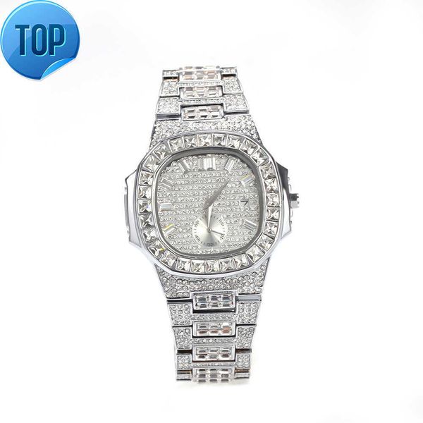 Mode Heißer Verkauf Trendy Platz Strass Männer Quarzuhr Hip Hop Design Iced Out Diamant Uhr