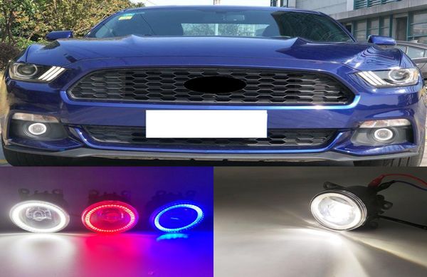 2 funções auto led drl luz de circulação diurna carro anjo olhos nevoeiro lâmpada foglight para ford mustang 2015 2016 2017 20188041637