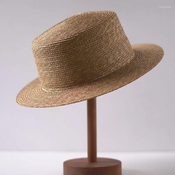 Cappelli a tesa larga fai da te in paglia fine per le donne Cappello da sole Paglietta Spiaggia Base superiore Fedora formale Cameriere Performance