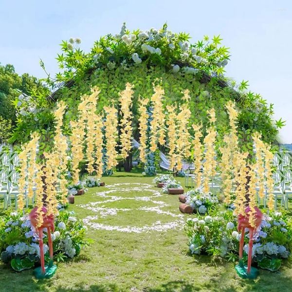 Fiori decorativi Ghirlanda di glicine Set Decorazione di viti artificiali realistiche per il giardino di nozze domestico 12 pezzi di fiori finti colorati 3