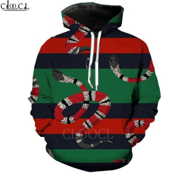 CLOOCL Rot Schwarz Schlange Hoodie 3D Druck Lustige Kapuzenmantel Sweatshirt Männer Kleidung Langarm Unisex Paare Pullover8470835