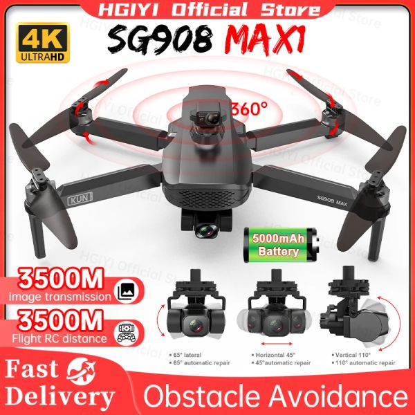 Дроны Hgiyi SG908 Max Drone 4K Профиляльный 3 -опорный опор