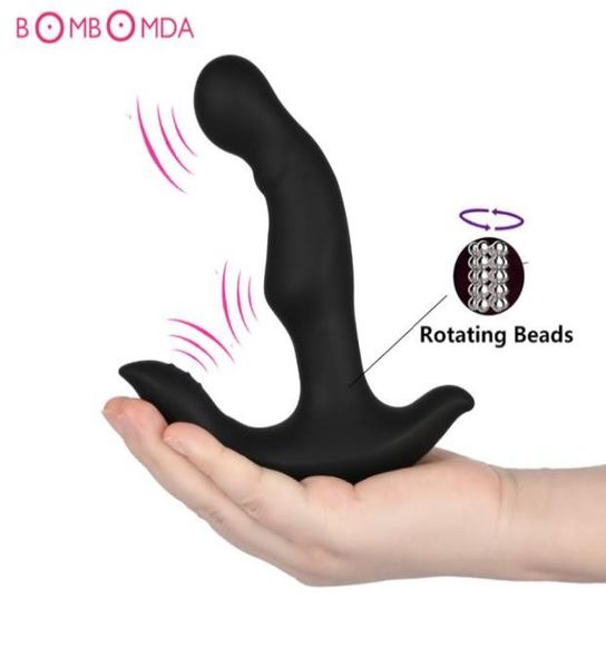 Rotierende Prostatamassage Intimes Analsexspielzeug für Männer Homosexuell G-Punkt-Prostata-Massagegerät Doppelmotor Analvibrator Butt Plug Y18923111111
