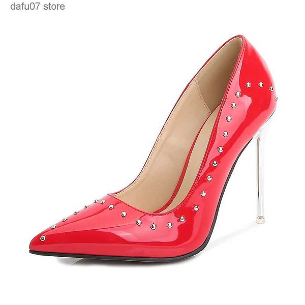 Scarpe eleganti 11CM Sexy Fetish Tacchi alti Donna Décolleté Tacco placcato argento Femminile Nudo Rosa Stiletto Ufficio Woemns Scarpe in pelle Taglia 46H2431